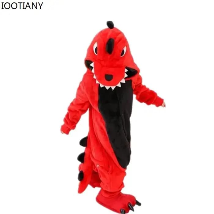 Pyjama Chaud en Motif de Dinosaure Rouge pour Enfant