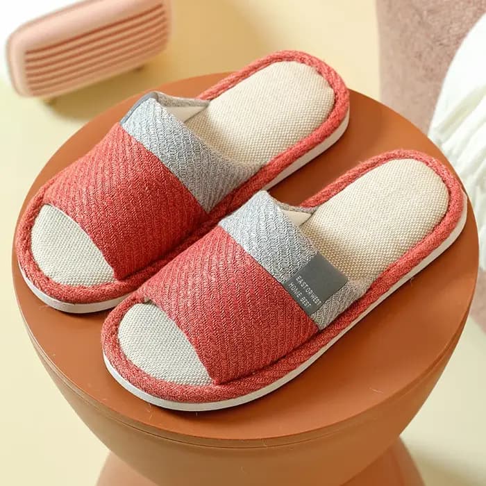 GUQIWT Pantoufles en lin pour le printemps et l'été, adaptées aux couples à la maison, antidérapante