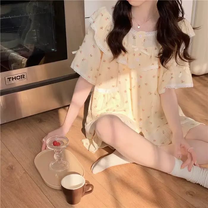 Pyjama d'été doux Style princesse pour femmes