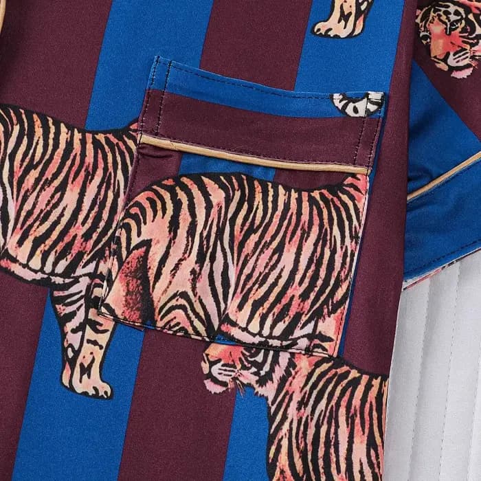 Ensemble de pyjama personnalisé à imprimé tigre rayé pour femmes