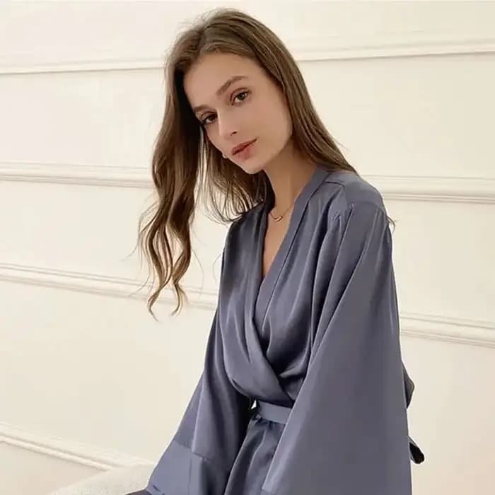 Pyjama en mousseline de soie à manches longues pour femmes