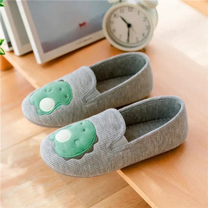 Pantoufles de dinosaures mignonnes pour la maison, en coton, antidérapantes, chaudes, pour filles et