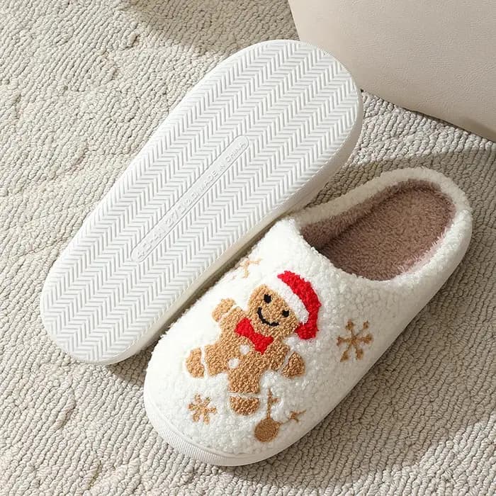 Pantoufles de noël en pain d'épice pour femmes et hommes