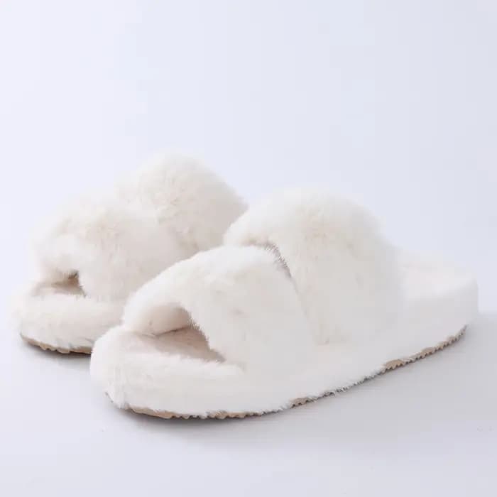 Litfun hiver moelleux chaussons pour femmes fourrure sans lacet diapositives intérieures mode maison coton