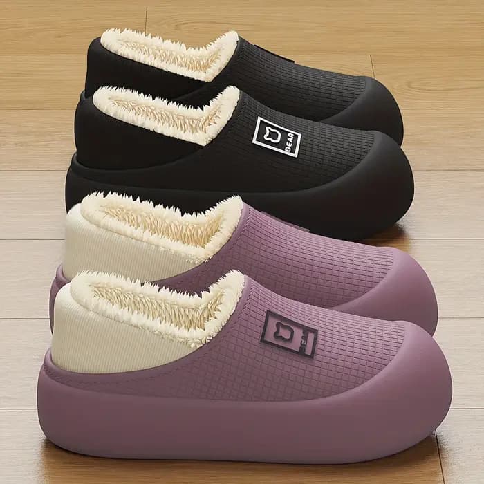 Chaussons pour femmes hiver 2025 nouveau Style à talons intérieur maison semelle épaisse antidérapant polaire doublé