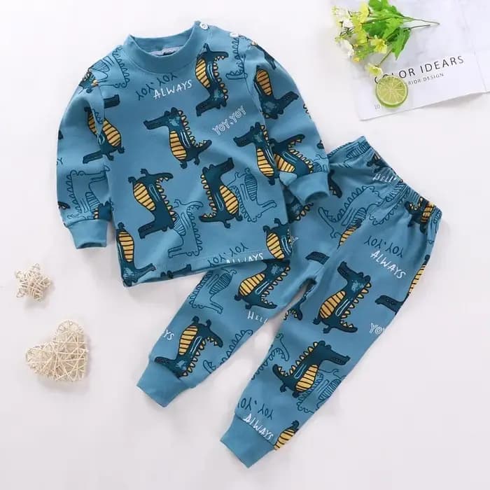 Ensemble pyjama pour enfants, garçons et filles, imprimé de dessin animé, t-shirt à manches longues, mignon, hauts avec pantalons, vêtements de couchage pour bébés en bas âge, nouvelle collection auto
