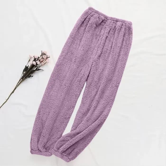 Pyjamas pantalons pour femmes chaud hiver couleur unie vêtements de nuit