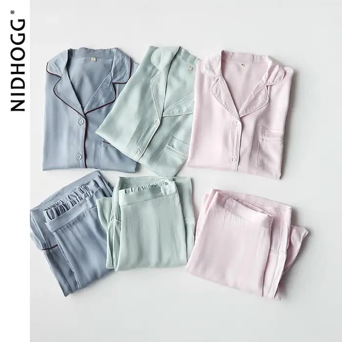 Pyjama Élégant en Viscose à Manches sulfpour Femme