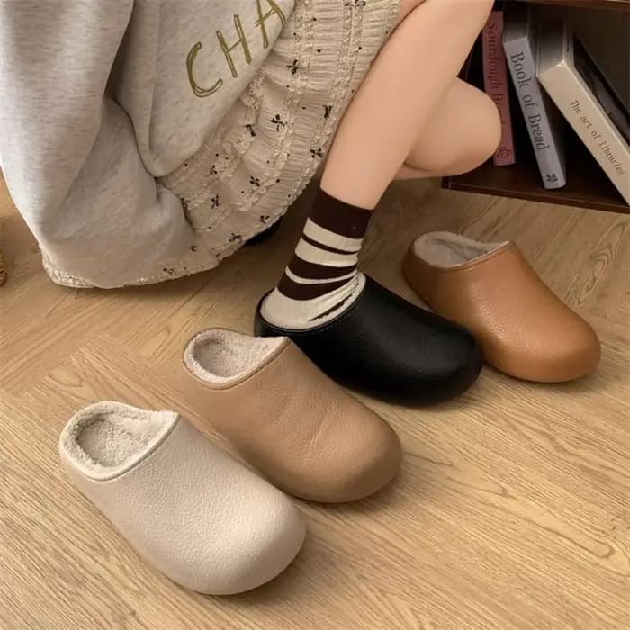 36-41 pantoufles en peluche pour femmes anti-dérapant garder au chaud chaussures de maison d'hiver couleur unie semelle