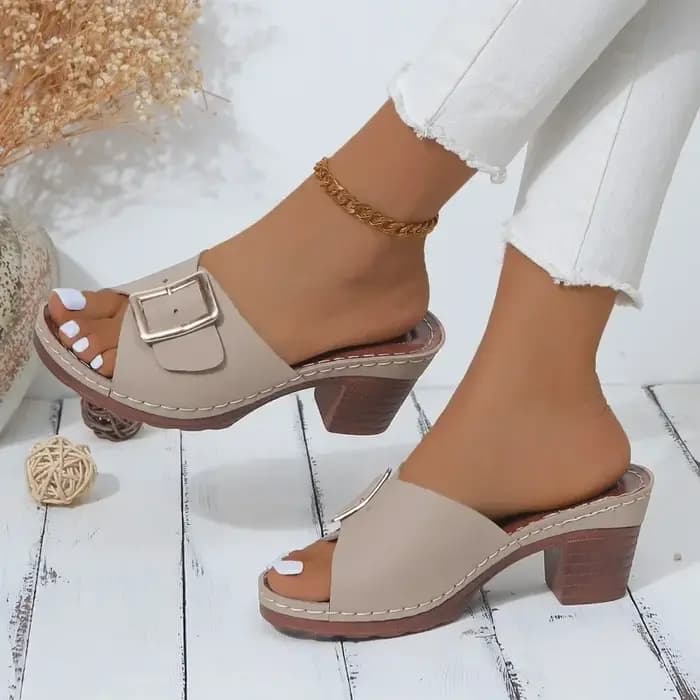 Pantoufles d'été pour femmes, nouvelle mode, chaussures à plateforme souple, talons épais, boucle, p