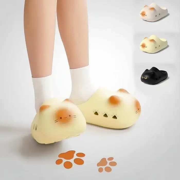 Nouvelles pantoufles design 3D en forme de patte de chat pour femmes