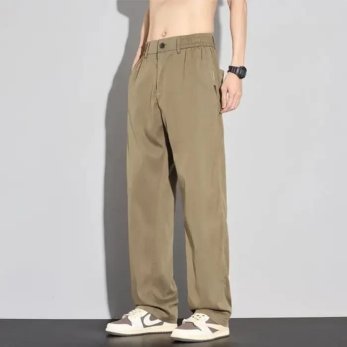 Pantalon décontracté pour homme en lyocell doux, fin, été 2026, confortable, tendance, couleur unie, simple, vêtements de marque