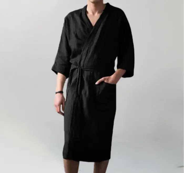Chemise de Nuit en Coton et Lin pour Homme