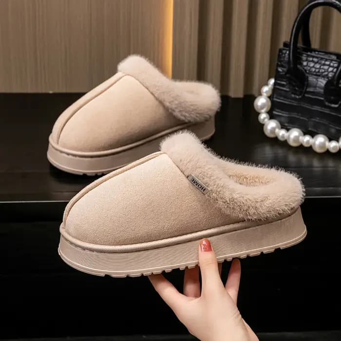 Pantoufles d'hiver antidérapantes pour femmes, chaussures d'intérieur, pantoufles chaudes en coton doublées de polaire en peluche avec semelle souple pour le confort de la maison