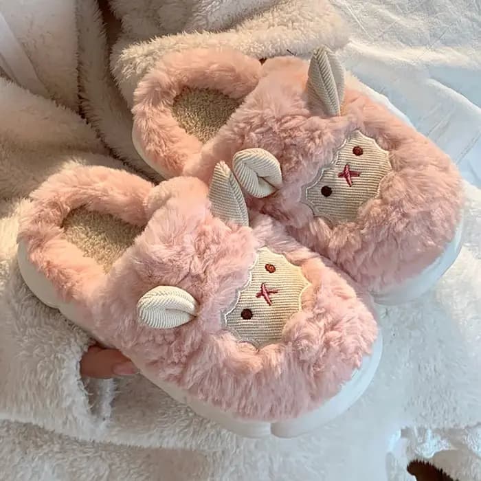 Jolies pantoufles en coton d'agneau pour hommes et femmes