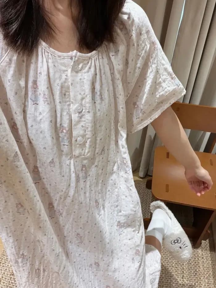 Ensemble pyjama d'été 100 % coton double gaze à manches courtes et boutons