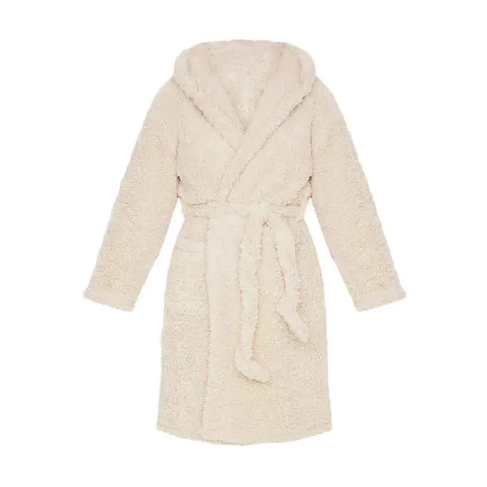 Hiver chaud Robes décontractées femme oreille à capuche peignoir en peluche Robe col en V à manches longues châle Kimono chaud Robes de bain manteau