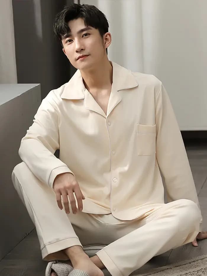 Pyjama en coton bleu pour hommes