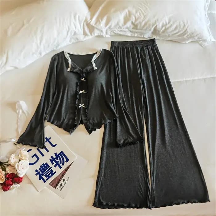 Pijama Feminina nouveau Modal coussin de poitrine ensemble 2 pièces Femme à manches longues pyjama ensembles