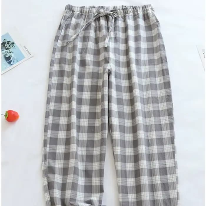 Pantalon de maison en coton à grands carreaux pour hommes