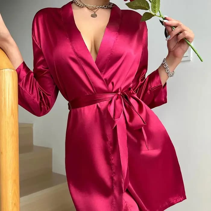 Pyjamas femmes été dames européennes et américaines à lacets peignoir sexy robe de matin