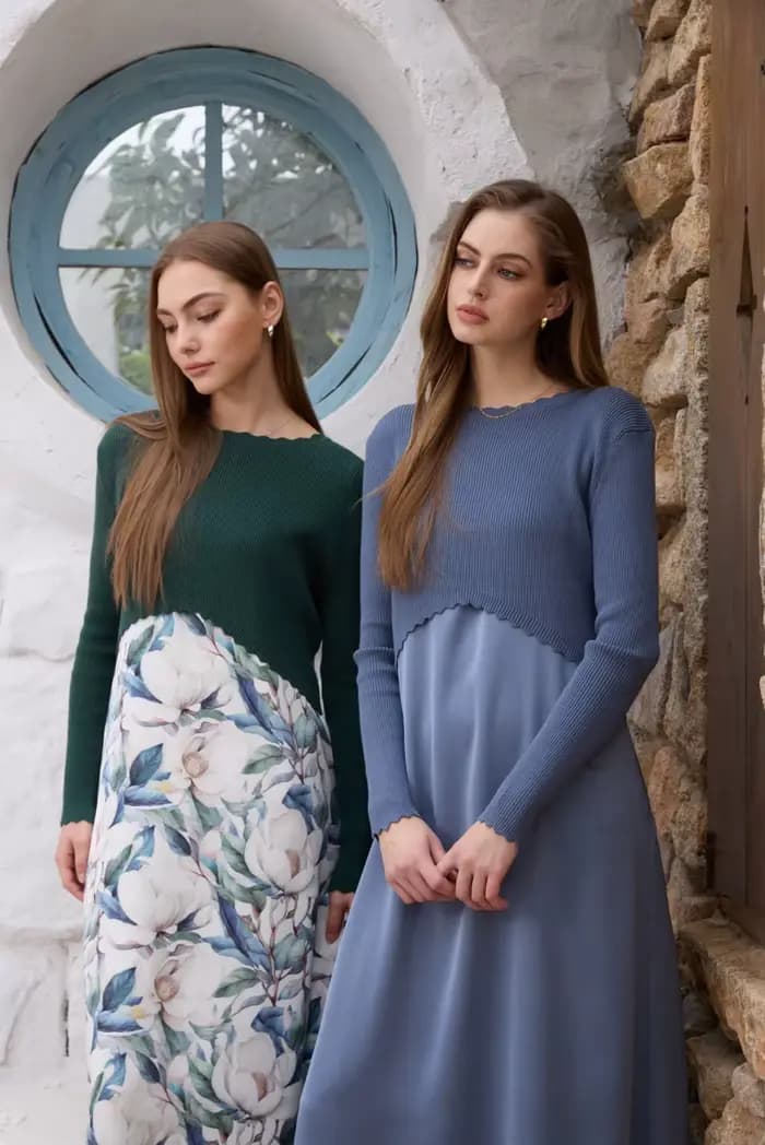 Ensemble robe en satin élégante AS SS26 Luxe + haut en tricot pour femme