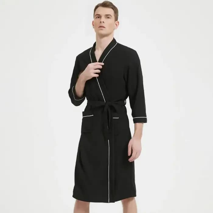 Hommes chemise de nuit peignoir printemps automne couleur unie