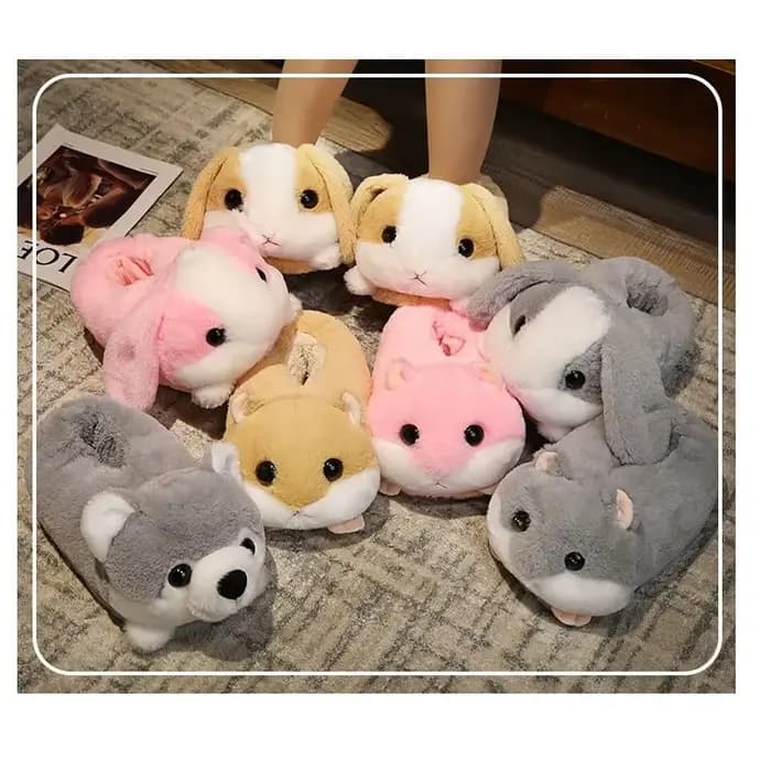 Cuddle mignon Hamster pantoufle pour femmes hiver automne en peluche chaud chambre nuage chaussures famille