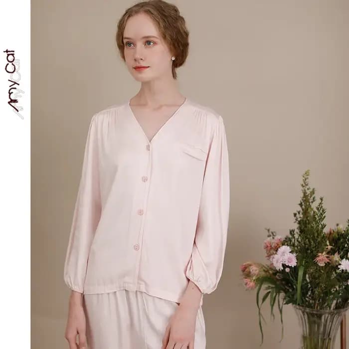 Ensemble pyjama Modal Super doux pour femmes, vêtements de nuit en tricot, doux pour la peau, extensible, confortable, 2 pièces, Style japonais minimaliste