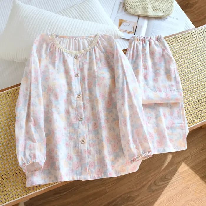 Pyjama en dentelle à fleurs pour femmes avec coussinets de poitrine