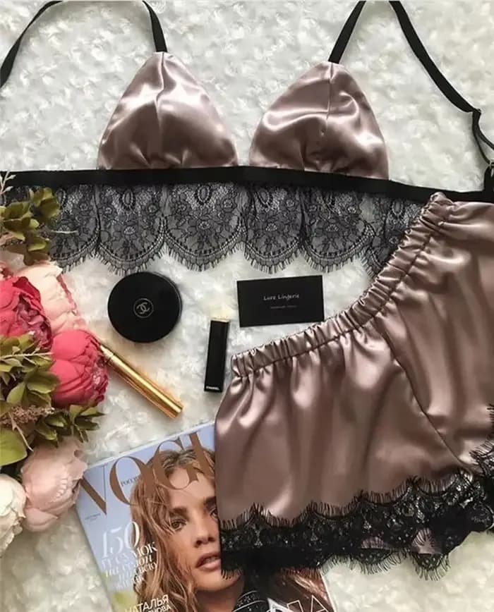 Leechee-Pyjama Sexy en Satin pour Femme