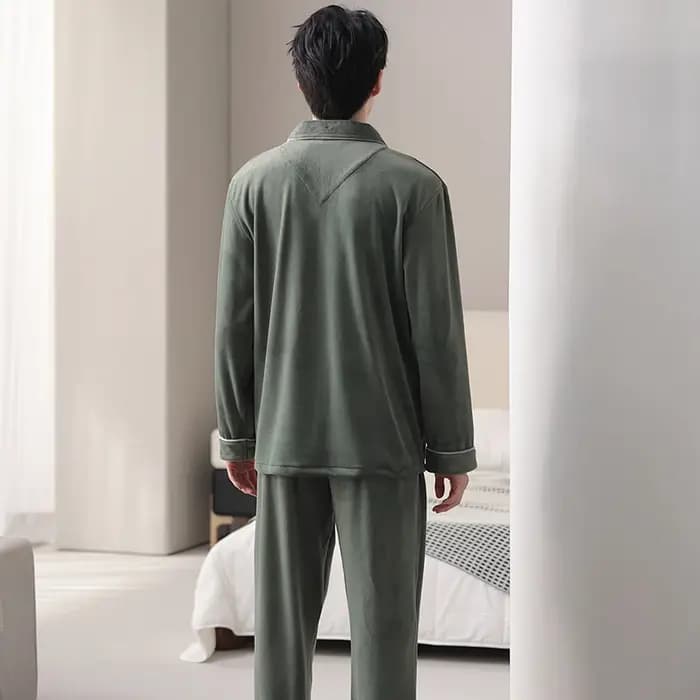 Hommes Cardigan pyjamas ensemble mâle hiver chaud flanelle pyjama ample M-4XL