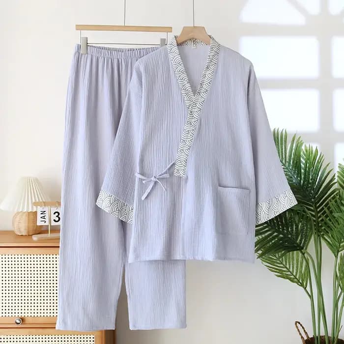 Kimono pour hommes, costumes de maison, pantalons à manches longues, costumes pour automne et printemps, Pijamas pour hommes, pyjama Design en crêpe de coton pour hommes