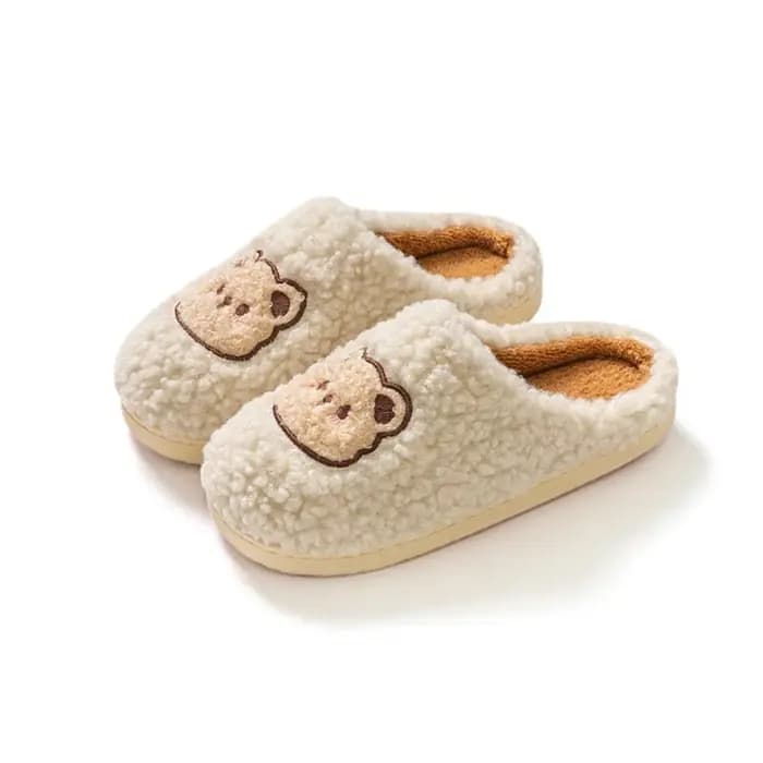 Pantoufles ours en peluche décontractées et mignonnes, fond souple, diapositives chaudes pour hommes