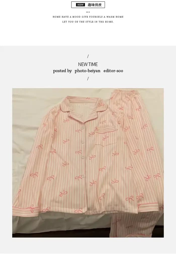Printemps et automne nouveaux pyjamas pour femmes ensemble de vêtements de détente fille amour Cardigan