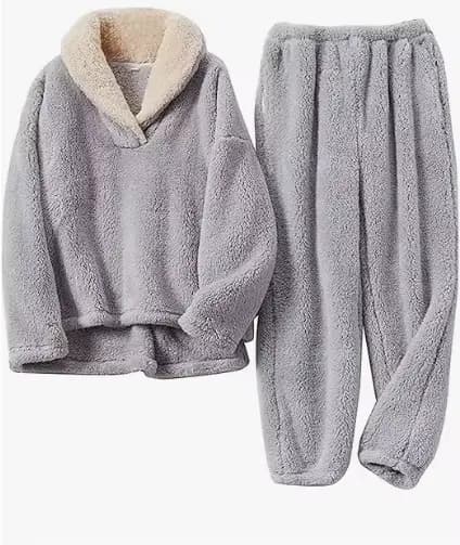 Ensemble pyjama moelleux pour femmes, pulls en laine, peluche décontractée et confortable, hiver ave