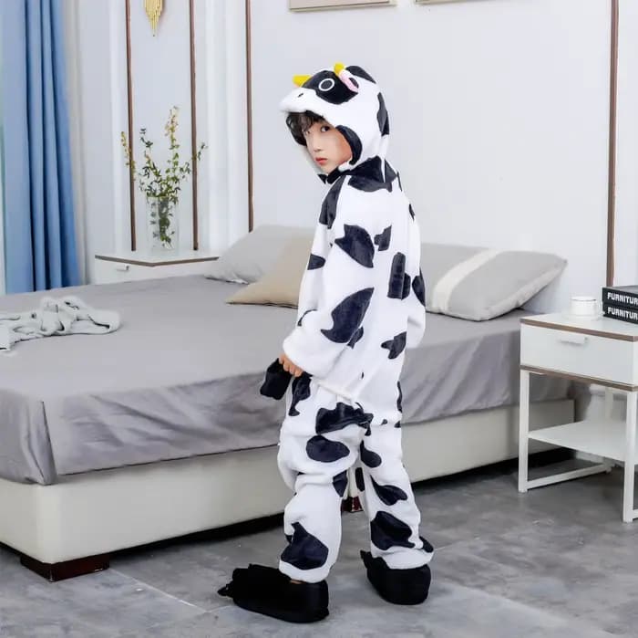 Adultes vache dessin animé pyjamas animaux Onesies Cosplay Costumes combinaison vêtements de nuit à capuche Halloween une pièce pour la performance