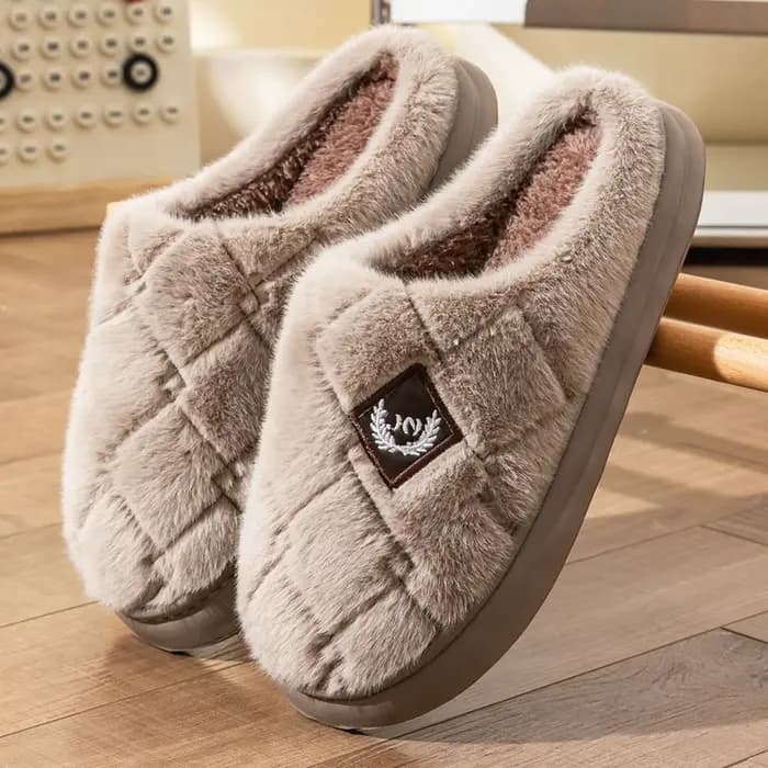 Pantoufles d'hiver en daim de couleur unie pour hommes
