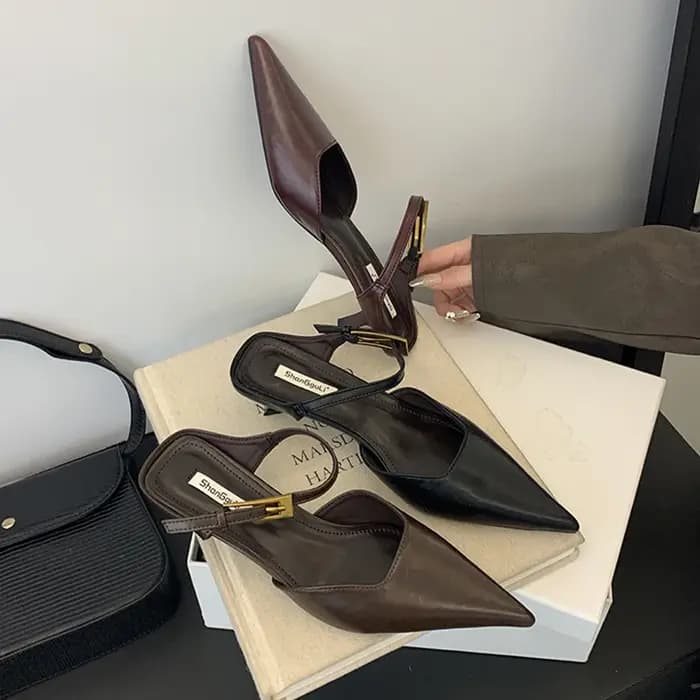 Été couverture orteil femmes pantoufles mode Singbacks Mules chaussures dames élégant talon mince décapant fête Sandalias