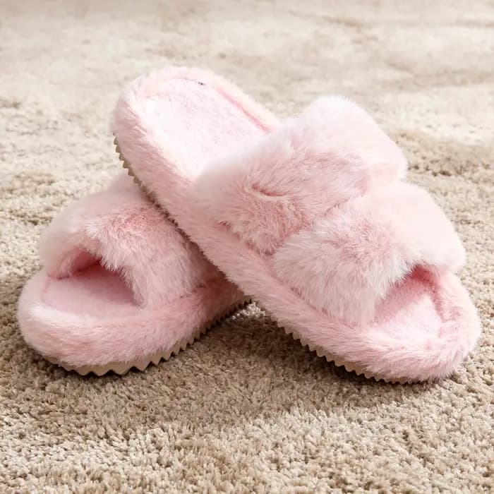 Litfun hiver moelleux chaussons pour femmes fourrure sans lacet diapositives intérieures mode maison coton