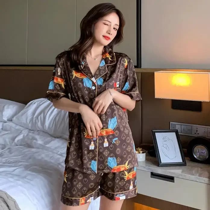 Ensemble de pyjamas College en satin pour femmes