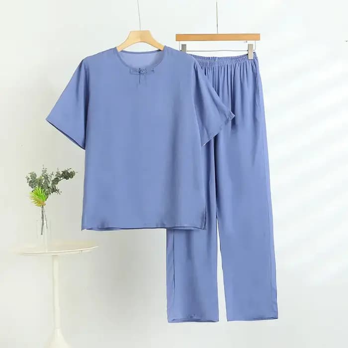 Pyjamas en coton pour hommes nouvelle grande taille vêtements de nuit à manches courtes haut pantalo