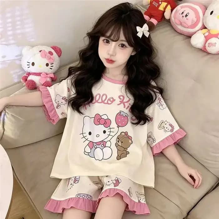 Ensemble de pyjamas pour filles, pyjamas d'été à manches courtes et shorts, vêtements de détente pou