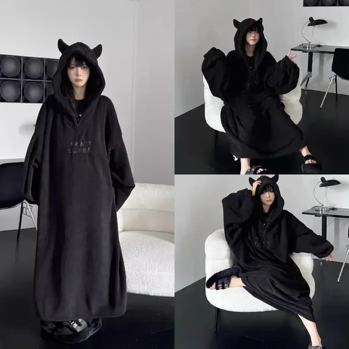 Pyjama chaud rembourré épais, couleur unie, robe ample à capuche, pour couple, automne et hiver, pyjama une pièce pour étudiants