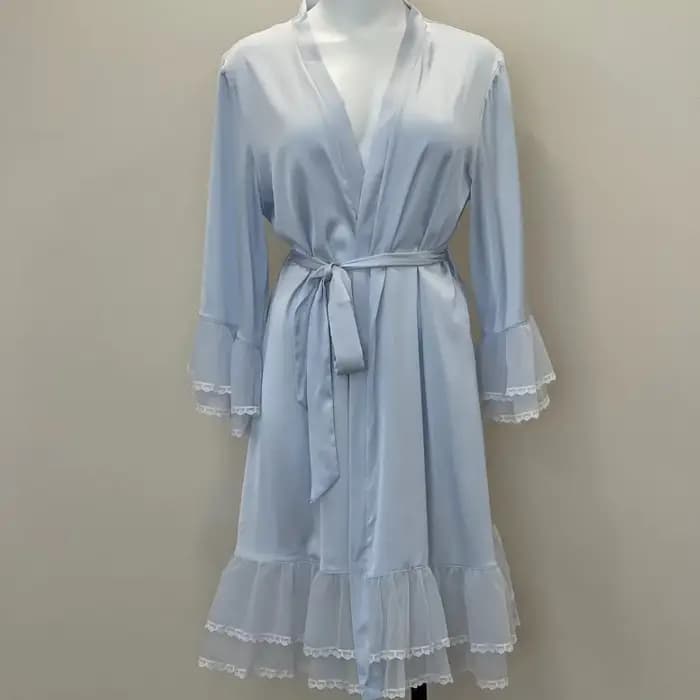 Peignoir en satin à manches longues pour femmes, lingerie sexy, chemise de nuit de mariage, robe de