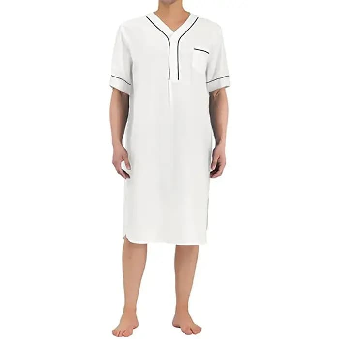 Pyjama d'été à manches courtes et col en v pour homme
