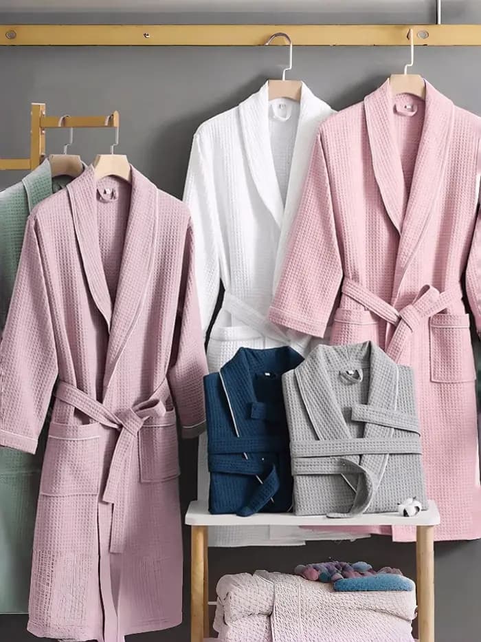 Peignoir unisexe en tissu gaufré pour hommes et femmes