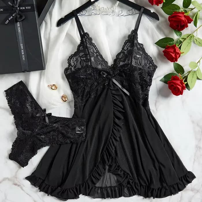 Robe de nuit transparente en dentelle pour femmes