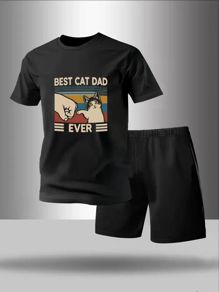 Pyjama deux pièces pour hommes ensemble de vêtements de maison à manches courtes et shorts motif géo