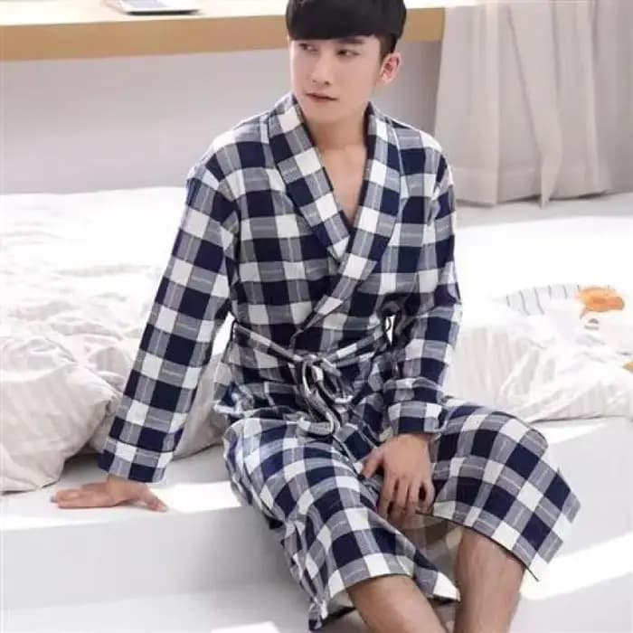 Robe de nuit en coton à manches longues pour femmes, peignoir grande taille, robe de couple, salon At, vêtements de maison, pyjama homme, robe de nuit M-3XL
